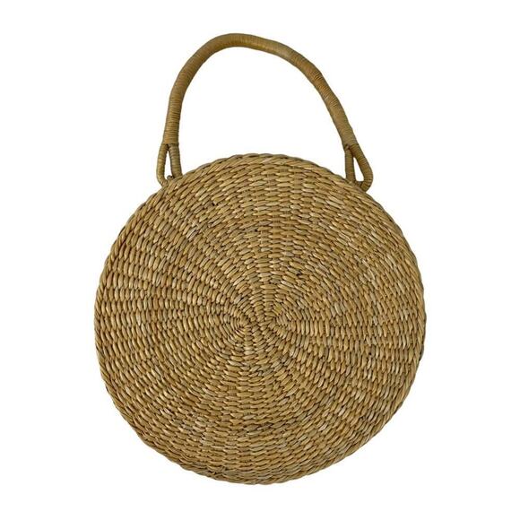 Romar Corp 90's Coastal Round Woven Rattan Clutch Purse Straw Handbag Neutral - Picture 15 of 16